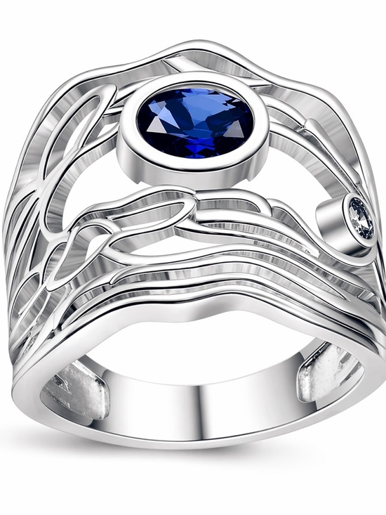 Farah Jewelry Jewelry - SS .925 STAMPED Statement Sapphire Wave Ring!
